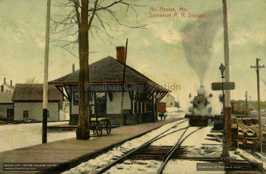 Postcard: North Anson, Maine.  Somerset Railroad Station
